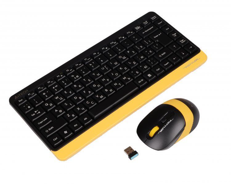 A4Tech Fstyler FG1110, комплект бездротовий клавіатура з мишою, чорний+жовтий колір FG1110 (Bumblebee) фото